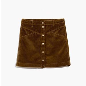 Madewell Corduroy A-Line Snap Mini Skirt NWT